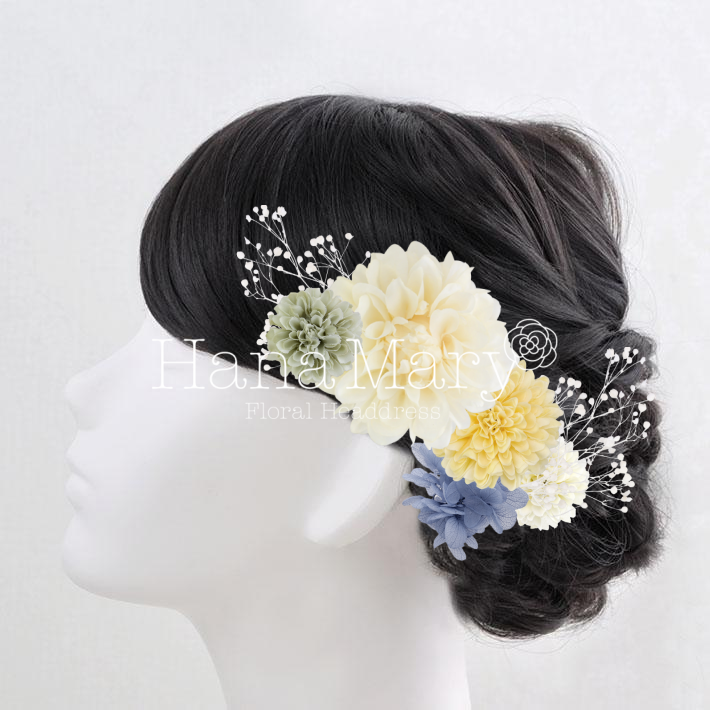 白、青、緑の花たち