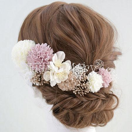 淡色彩ヘアブーケ 成人式 卒業式 振袖 袴 髪飾り 着物 結婚式 和装