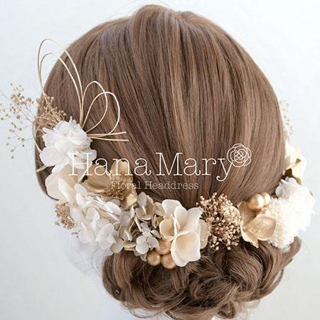 小花を華やかに散りばめて【白 ゴールド】成人式 卒業式 結婚式 振袖 袴 髪飾り 着物